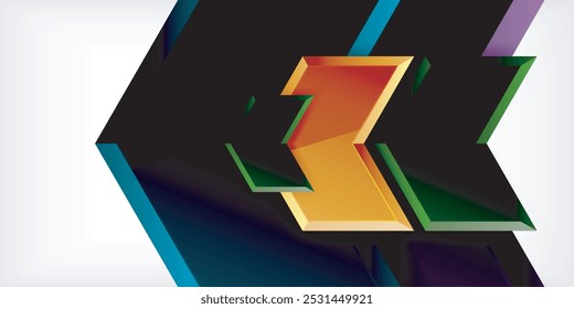 Plantilla de diseño de Vector 3D Arrow Techno