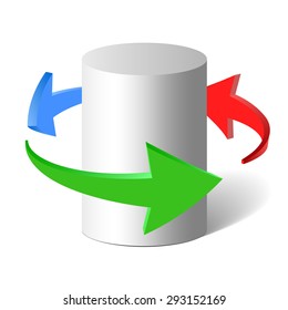 Vector 3d arrows around the cylinder
