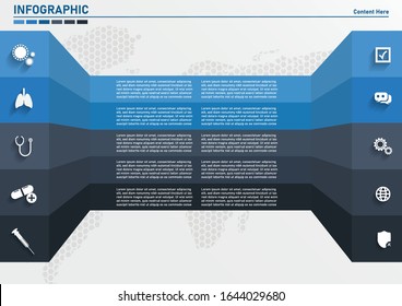 Vector 3d arrows infographic. Template for diagram, graph, presentation and chart. Business stairs concept with 5 options, parts, steps or processes. Abstract background.