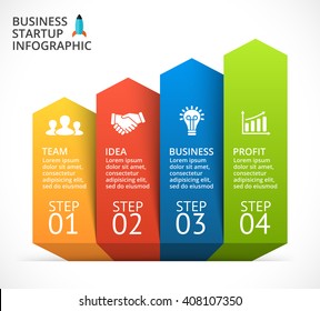 Vector 3d arrows stairs infographic. Template for timeline diagram, graph, presentation and chart. Business startup concept with 4 options, parts, steps or processes. Data infographics visualization.