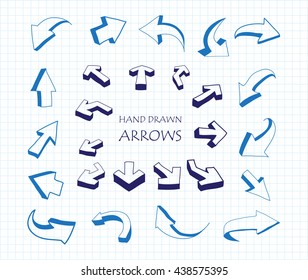 Vector 3D Arrows.Hand Drawn Arrows.