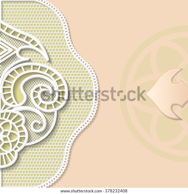Vector  3D  background, festive pattern\
embossing,  lace paper card, european ornament, vintage pattern, \
indian ornament, template greetings\
