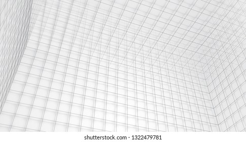 vector 3d background of square grids and lines