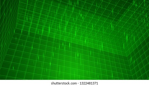 vector 3d background of square grids and lines