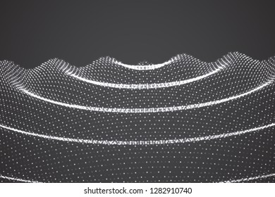 vector 3d background. wave of points. geometric dance