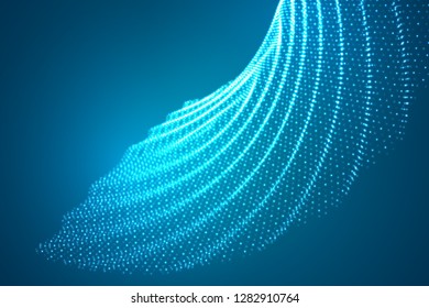 vector 3d background. wave of points. geometric dance