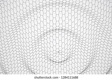 vector 3d background. wave of points. geometric dance. hexagonal futuristic mesh