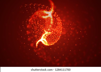 vector 3d background. wave of points. geometric dance