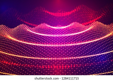 vector 3d background. wave of points. geometric dance