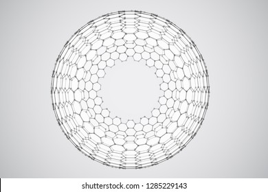 vector 3d background. wave of points. geometric dance. hexagonal futuristic mesh