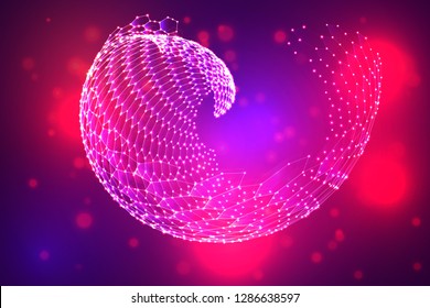 vector 3d background. wave of points. geometric dance