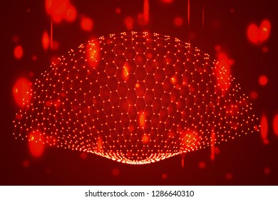 vector 3d background. wave of points. geometric dance