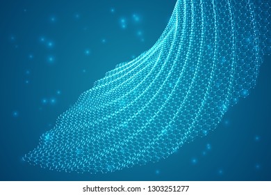 vector 3d background. wave of points. geometric dance