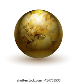 Vector 3d ball in gold colors on isolated white background 