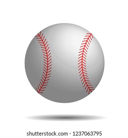 Vector 3d baseball ball with red stitches in vector.