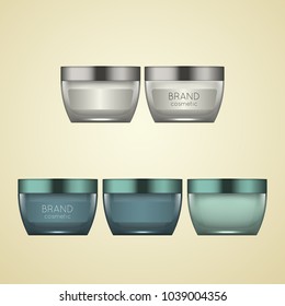 Vector 3D beauty cosmetic product mock up. Isolated realistic bottles for advertising branding. Cosmetic packaging design template