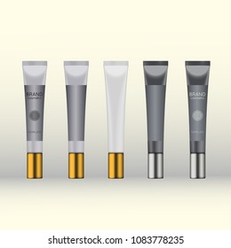 Vector 3D beauty cosmetic product mock up. Isolated realistic bottles for advertising branding. Cosmetic packaging design template