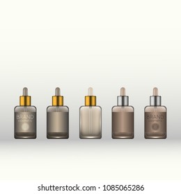 Vector 3D beauty cosmetic product mock up. Isolated realistic bottles for advertising branding. Cosmetic packaging design template