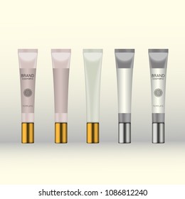 Vector 3D beauty cosmetic product mock up. Isolated realistic bottles for advertising branding. Cosmetic packaging design template