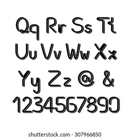 Vector 3D black font alphabet - simple capital and small letters