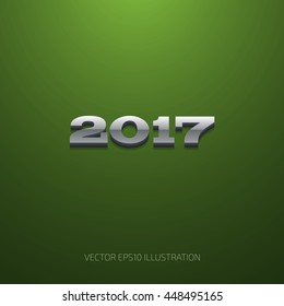 Vector 3d black glossy metal 2017 poster, calendar cover