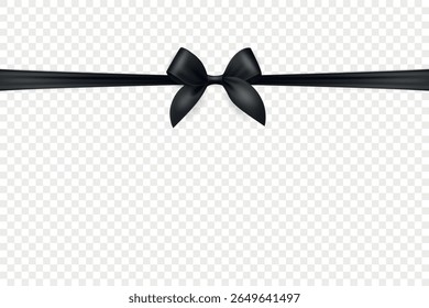 Vetor 3d preto fita arco isolado. Arco de cetim realista e fita. Fita preta Arco para presente, Presente, Decoração, Feriado, Celebração, Embalagem, Cartão de saudação, Convite, Festa, Design, Cartaz