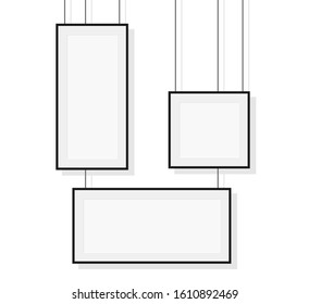 Vector 3d blank black hanging frames. vector