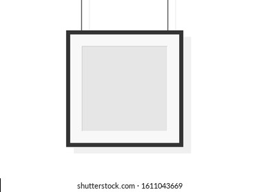 Vector 3d blank black hanging frames. vector illustration