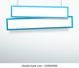 Vector 3d Blank Blue 2 Line Wonky Hanging Banners