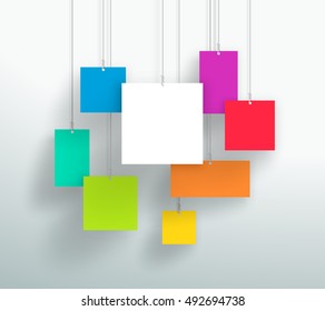 Vector 3d Blank Colourful Square Boxes Hanging Design