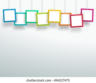 Vector 3d Blank Colourful Square Frames Hanging Design A