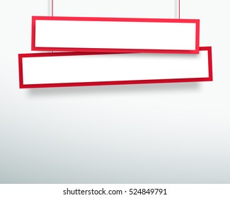 Vector 3d Blank Red 2 Line Wonky Hanging Banners