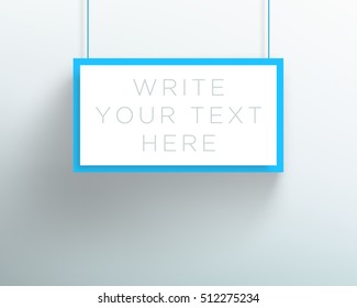 Vector 3d Blank White Blue Title Banner Hanging Design