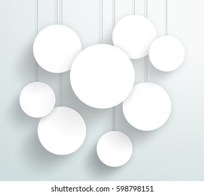 Vector 3d Blank White Circle Frames Hanging Design