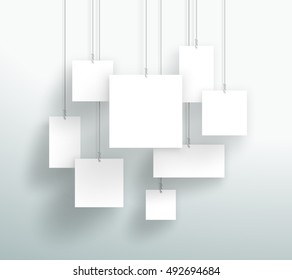 Vector 3d Blank White Square Boxes Hanging Design