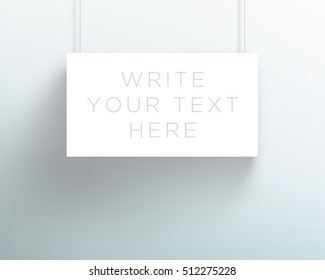 Vector 3d Blank White Title Banner Hanging Design A