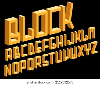 vector 3D block font in orange brick colors