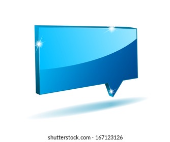 vector 3D blue angular comics bubble with light shadow