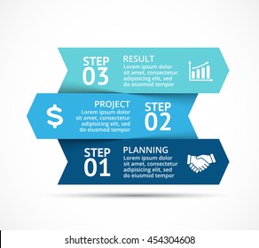 Vector 3D blue arrows infographic, diagram chart, graph presentation. Business direction concept with 3 options, parts, steps, processes. Startup growth, progress and performance info graphic.