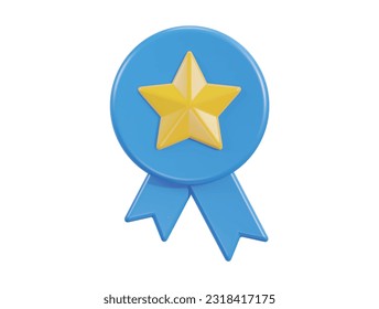 vector 3d blue badge with yellow star in vector illustration