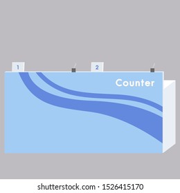 Vector 3D - Blue counter, 2 service slots, number 1-2 signs, desk pen both available