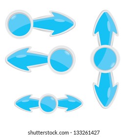 vector 3d blue glass arrows. blue glossy arrows icon set. collection of arrows for design.
