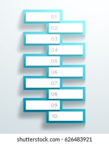 Vector 3d Blue Numbered Text Boxes Stacked 1 to 10