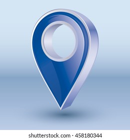 Vector 3d blue place pointer on grey background