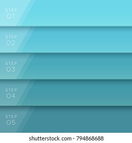 Vector 3D Blue Text Banner Page Template Steps 1 to 5