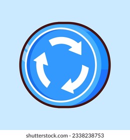 Vector 3d blue traffic roundabout sign illustration icon