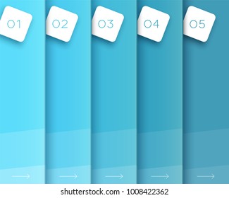 Vector 3D Blue Vertical Text Banner Template Steps 1 to 5