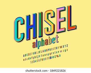 Vector of 3D bold colorful alphabet design
