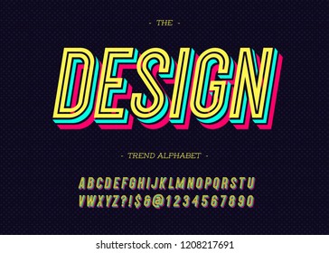 Vector 3d bold design font modern typography sans serif style for book, promotion, poster, decoration, t shirt, sale banner, printing on fabric. Cool alphabet. Trendy typeface. 10 eps
