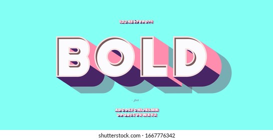 Vector 3d bold font colorful style modern typography for poster, event decoration, motion, video, game, t shirt, book, banner, printing. Cool typeface. Trendy alphabet. 10 eps